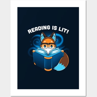 Cute Funny Fox Reading Book Lover animal lover Sarcastic Funny Quote Artwork Posters and Art